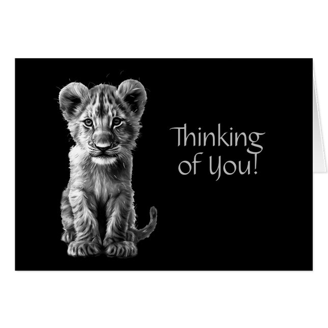 Oh Baby Big Cat Cub Grey Custom Greeting (Front Horizontal)