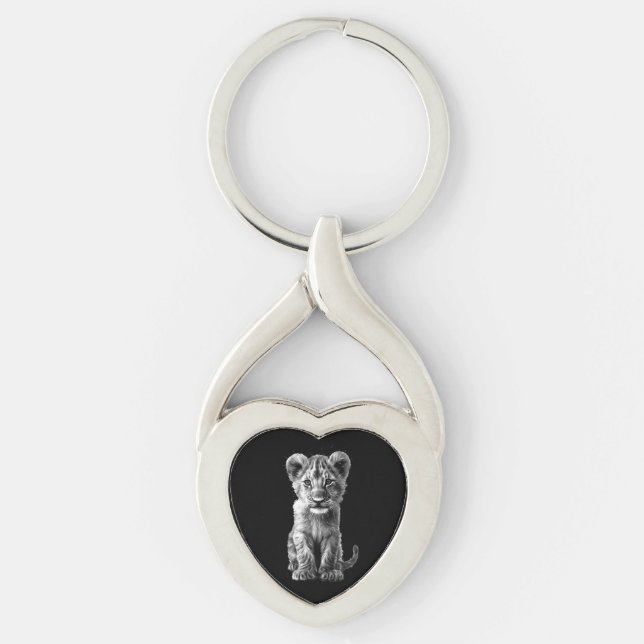 Oh Baby Big Cat Cub Grey Key Ring (Front)