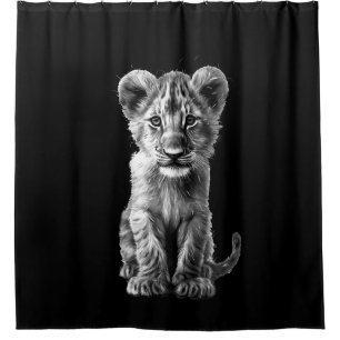 Oh Baby Big Cat Cub Grey Shower Curtain
