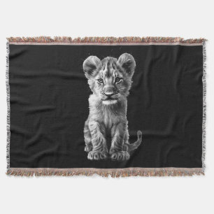 Oh Baby Big Cat Cub Grey Throw Blanket