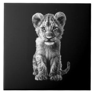 Oh Baby Big Cat Cub Grey Tile