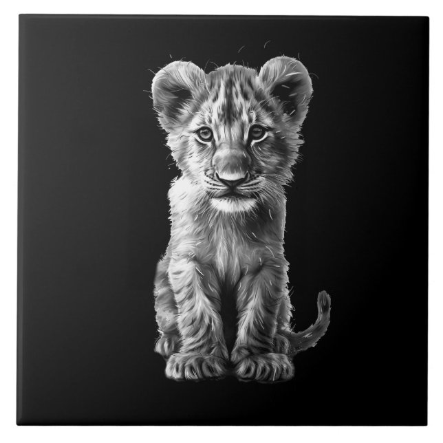 Oh Baby Big Cat Cub Grey Tile (Front)
