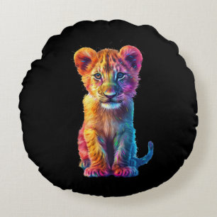 Oh Baby Big Cat Cub  Round Cushion