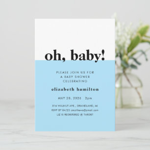 Oh Baby! Blue and White Baby Shower Invitation