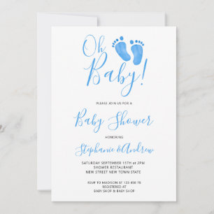 Oh Baby Blue Baby Shower Invitation