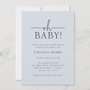 Oh Baby Blue Baby Shower Invitation