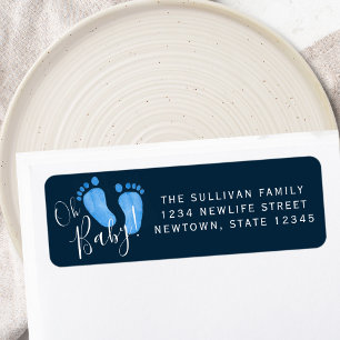 Oh Baby Blue Baby Shower Return Address