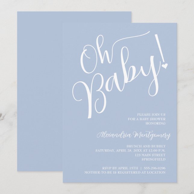Oh Baby! Blue Boy Baby Shower Invitation (Front/Back)