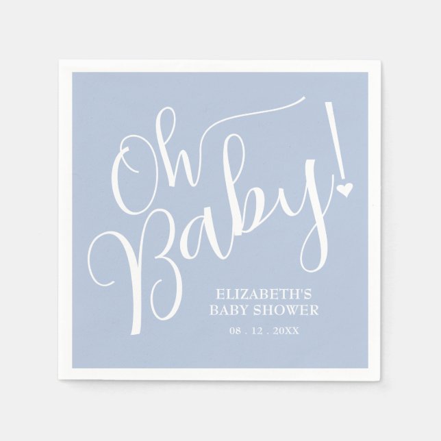 Oh Baby! Blue Boy Baby Shower  Napkin (Front)