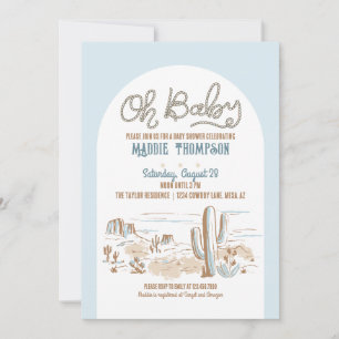 Oh Baby Blue Cowboy Desert Baby Shower Invitation