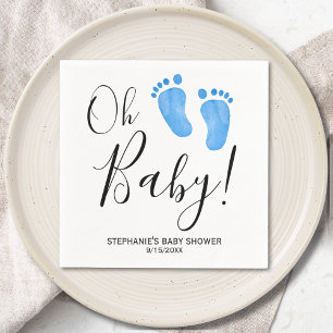 Oh Baby Blue Feet Baby Shower Napkins