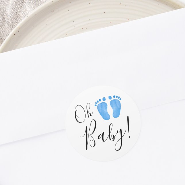 Oh Baby Blue Feet Classic Round Sticker (Creator Uploaded)