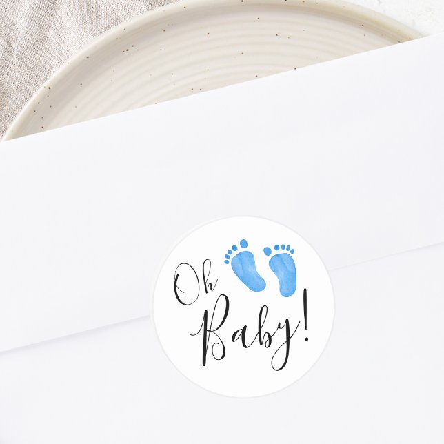 Oh Baby Blue Feet Classic Round Sticker (Creator Uploaded)