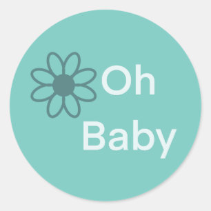Oh Baby Blue Floral Daisy Classic Round Sticker