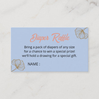 Oh Baby Blue Gold Ginkgo Leaf Baby Shower Diaper Enclosure Card