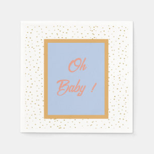 Oh Baby Blue Gold Ginkgo Leaf Baby Shower  Napkin