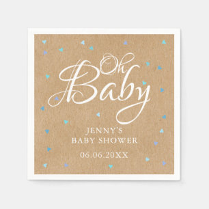 Oh Baby Blue Love Hearts Baby Shower / Sprinkle Napkin