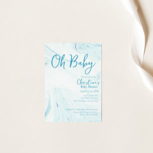 Oh Baby Blue Marble Boy Baby Shower Invitation