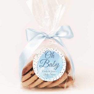 Oh Baby Blue Moon & Stars Baby Shower Sticker
