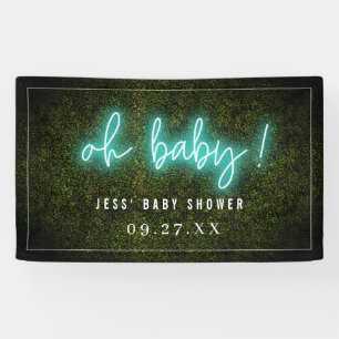Oh Baby Blue Neon Boxwood Baby Shower Banner