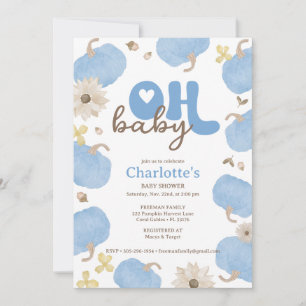 Oh Baby Blue Pumpkin Baby Shower Invitation