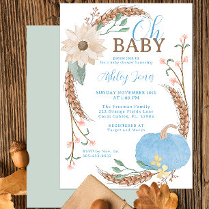 Oh Baby Blue Pumpkin Shower Invite