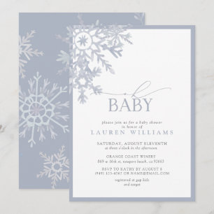 Oh Baby Blue Snowflake Watercolor Baby Shower