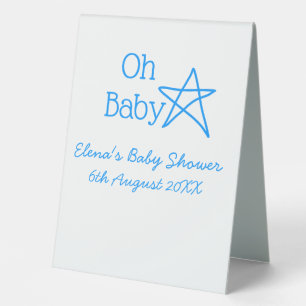 Oh baby blue star baby shower add name modern past