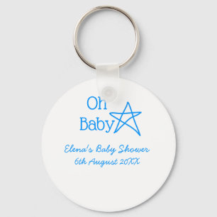 Oh baby blue star baby shower add name modern past key ring