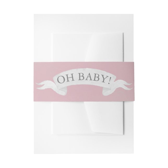 "Oh baby!" Blush PinkTwinkle Little Star Invitation Belly Band (Front Example)