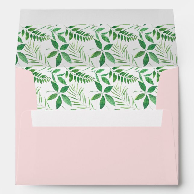 Oh Baby Blush Tropical Baby Shower Pre-Addressed Envelope (Back (Bottom))