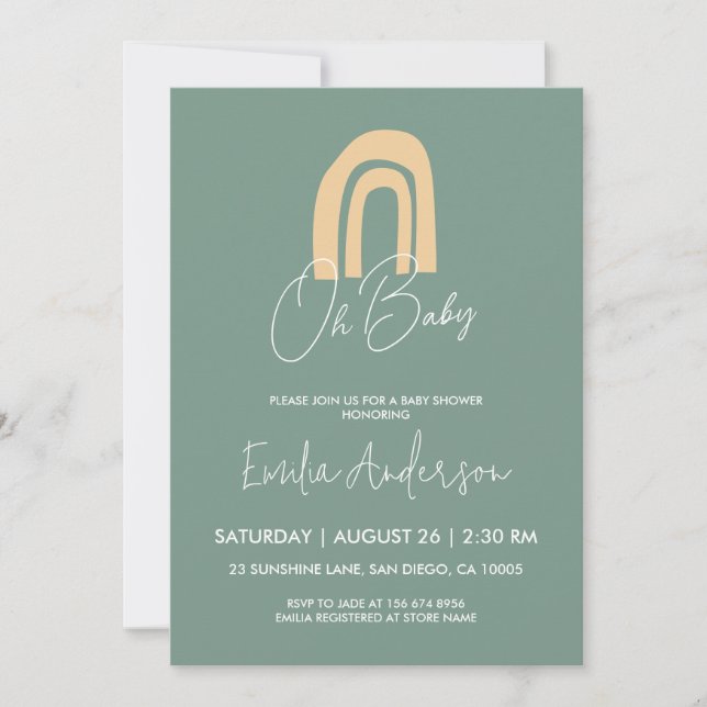 Oh Baby, Boho Baby Shower Invitation (Front)