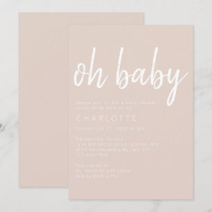 Oh Baby Boho Beige Gender Neutral Baby Shower Inv Invitation