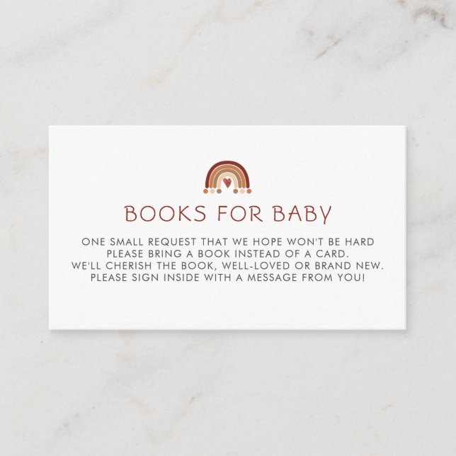 Oh Baby Boho Boy Baby Shower Books For Baby Enclosure Card (Front)