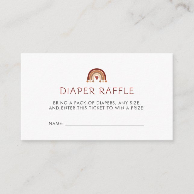 Oh Baby Boho Boy Baby Shower Diaper Raffle Enclosure Card (Front)