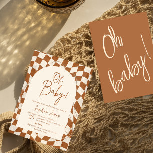 Oh Baby! Boho Chequered Gingham baby shower I Invitation