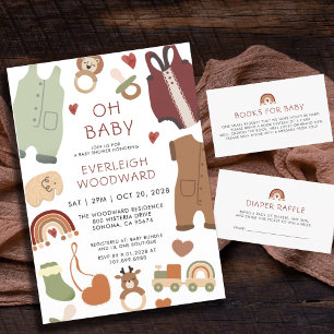 Oh Baby Boho Clothes Toys Boy Baby Shower Invitation