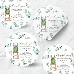 Oh Baby Boho Eucalyptus Baby Shower Classic Round Sticker
