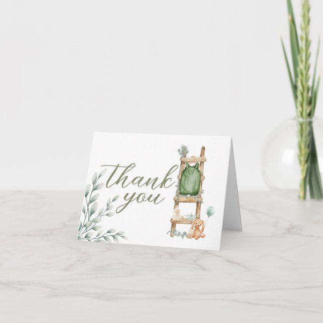 Oh Baby Boho Eucalyptus Baby Shower Thank You Card (Front)