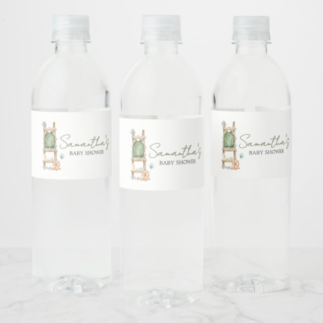Oh Baby Boho Eucalyptus Baby Shower Water Bottle Label (Bottles)