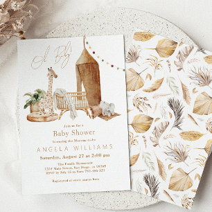 Oh Baby Boho Gender Neutral Baby Shower  Invitation