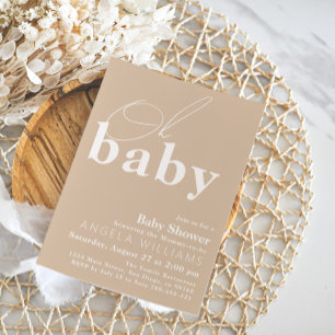Oh Baby Boho Modern Simple Baby Shower  Invitation