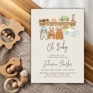 Oh Baby Boho Nursery Cute Neutral Baby Shower Invitation