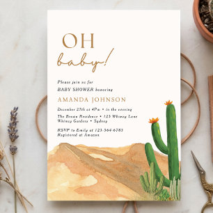 Oh Baby Boho Southwest Desert Cactus Baby Shower Invitation