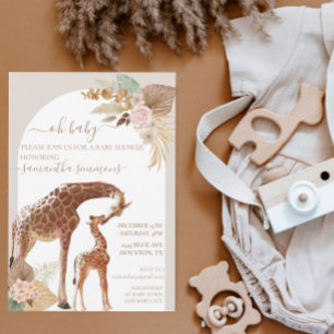 Oh Baby Boho Tropical Giraffe Mother Baby Shower   Invitation
