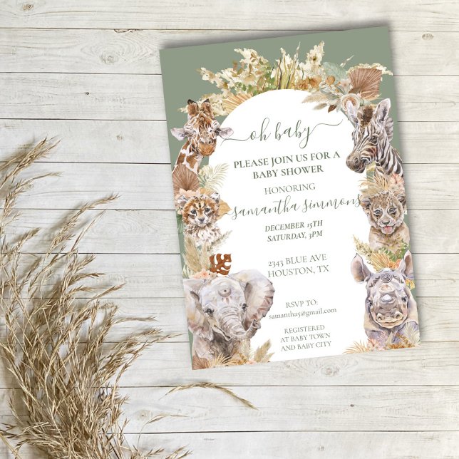 Oh Baby Boho Tropical Safari Jungle Animals    Invitation (Creator Uploaded)