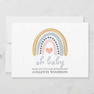 Oh Baby Boho Watercolor Rainbow Baby Shower Invita Invitation