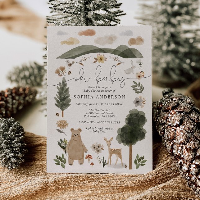 Oh Baby Boho Woodland Baby Shower Invitation Card (Creator Uploaded)