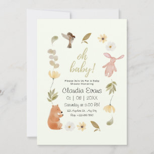 Oh Baby Boho Woodland Gender neutral baby shower Invitation