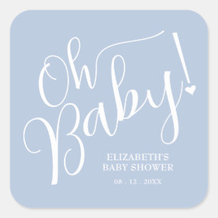 Oh Baby! Boy Baby Shower Blue Square Sticker